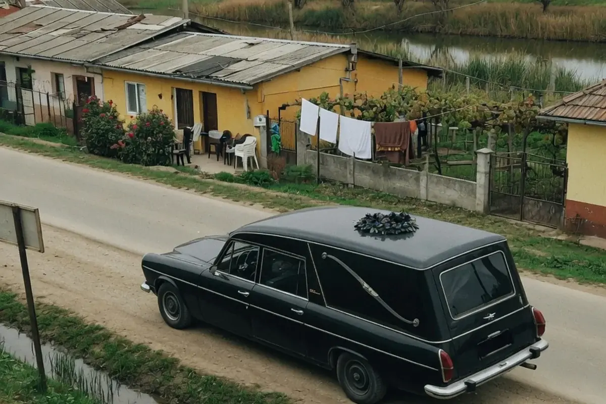 Dric funerar oprit pe o stradă de localitate din Ilfov