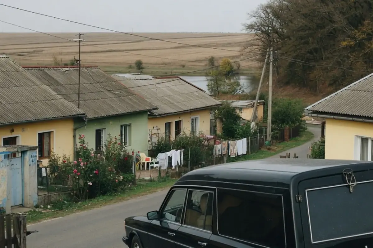 Dric funerar oprit pe o stradă de localitate din Ilfov