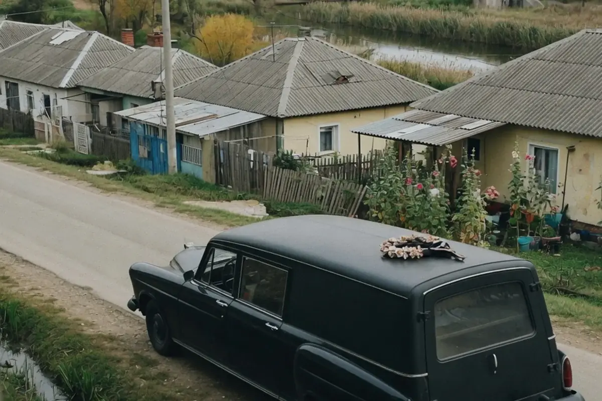 Dric funerar oprit pe o stradă de localitate din Ilfov