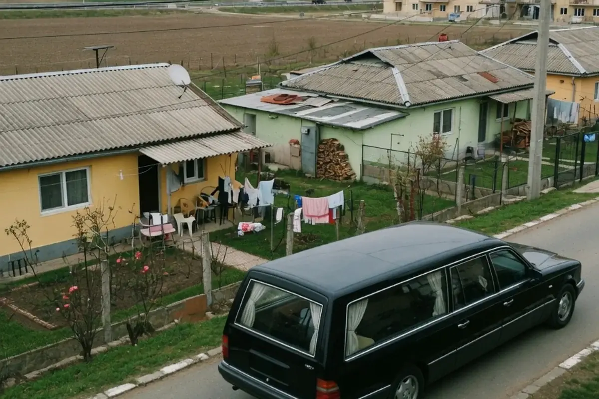 Dric funerar oprit pe o stradă de localitate din Ilfov