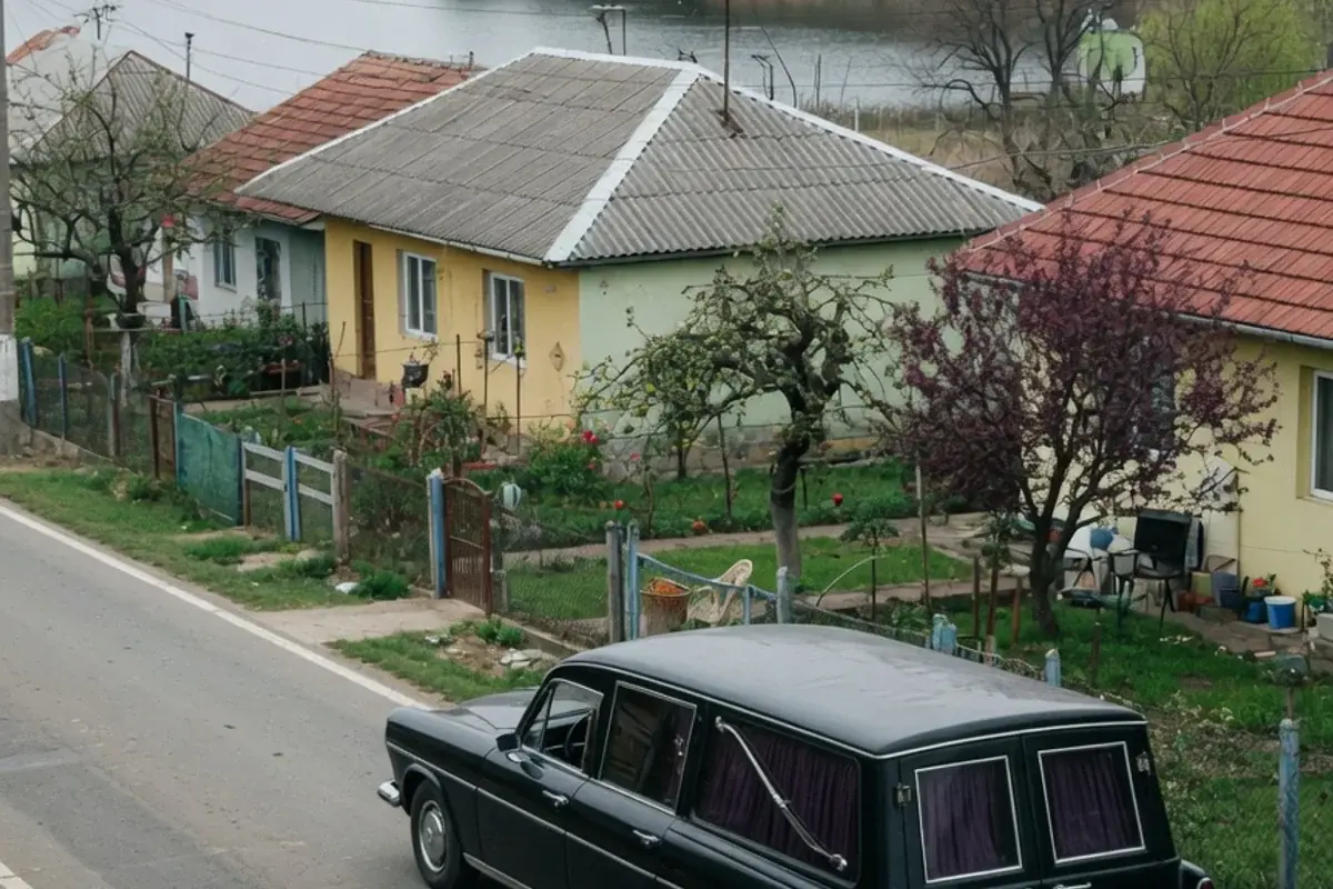 Dric funerar oprit pe o stradă de localitate din Ilfov