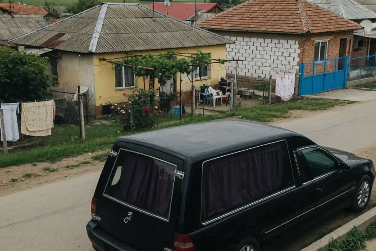 Dric funerar oprit pe o stradă de localitate din Ilfov