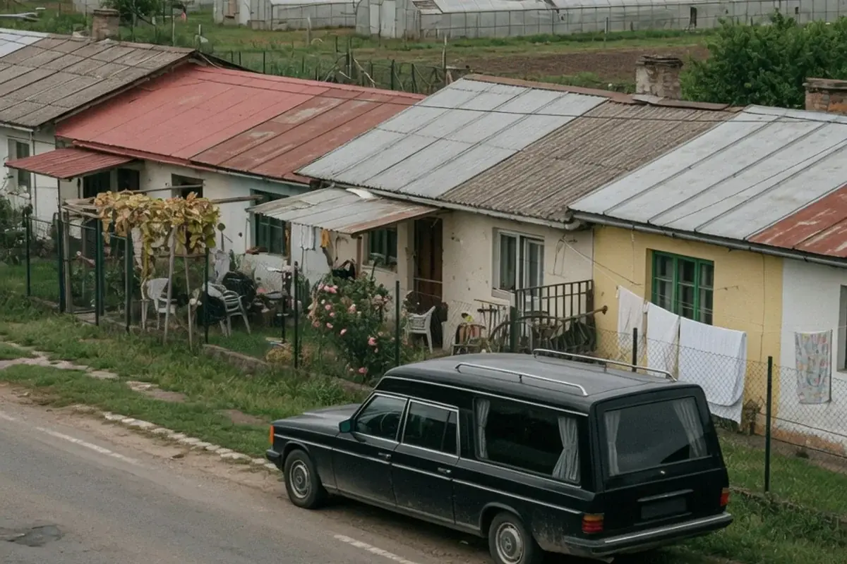 Dric funerar oprit pe o stradă de localitate din Ilfov