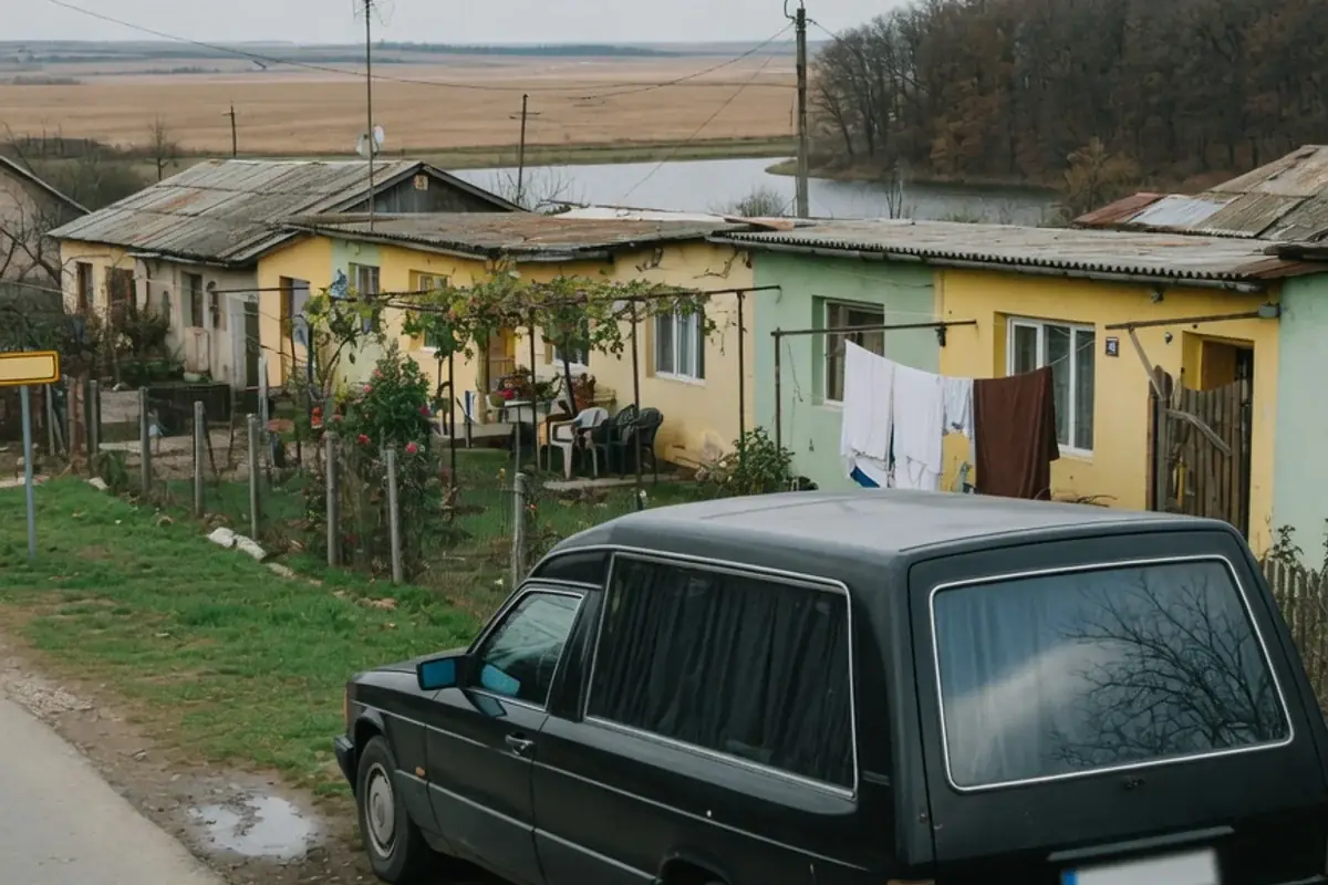 Dric funerar oprit pe o stradă de localitate din Ilfov