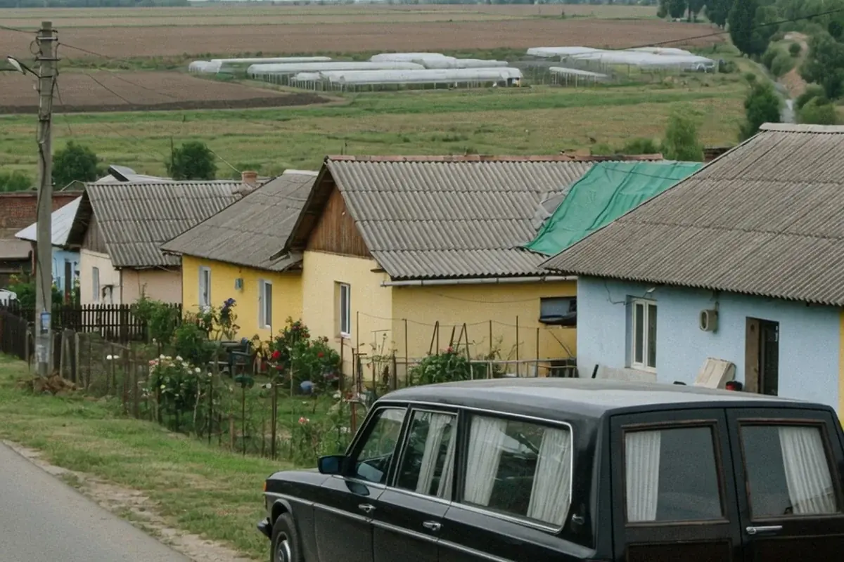 Dric funerar oprit pe o stradă de localitate din Ilfov