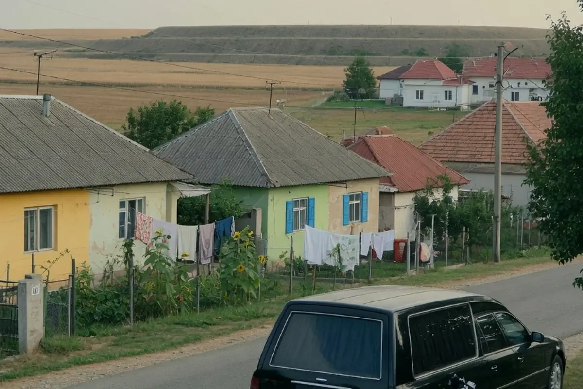 Dric funerar oprit pe o stradă de localitate din Ilfov