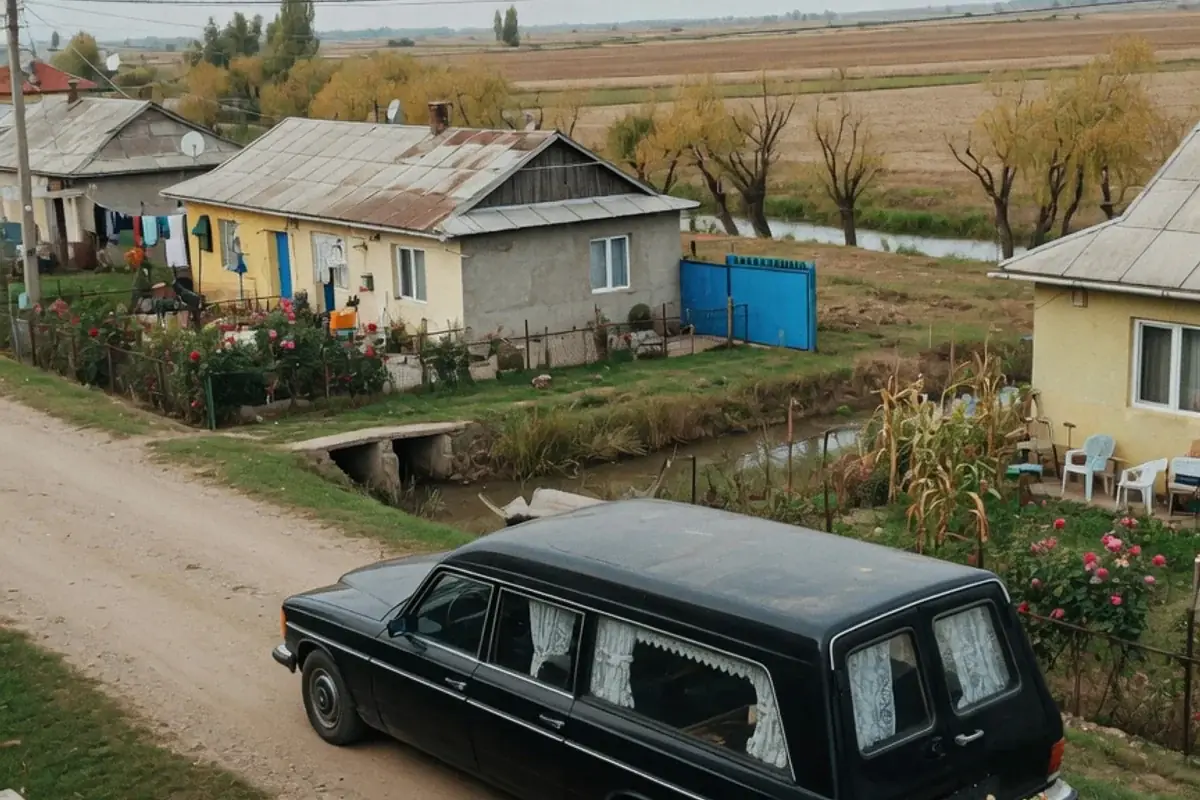 Dric funerar oprit pe o stradă de localitate din Ilfov