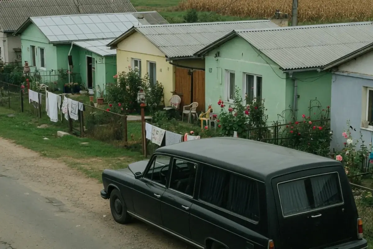 Dric funerar oprit pe o stradă de localitate din Ilfov