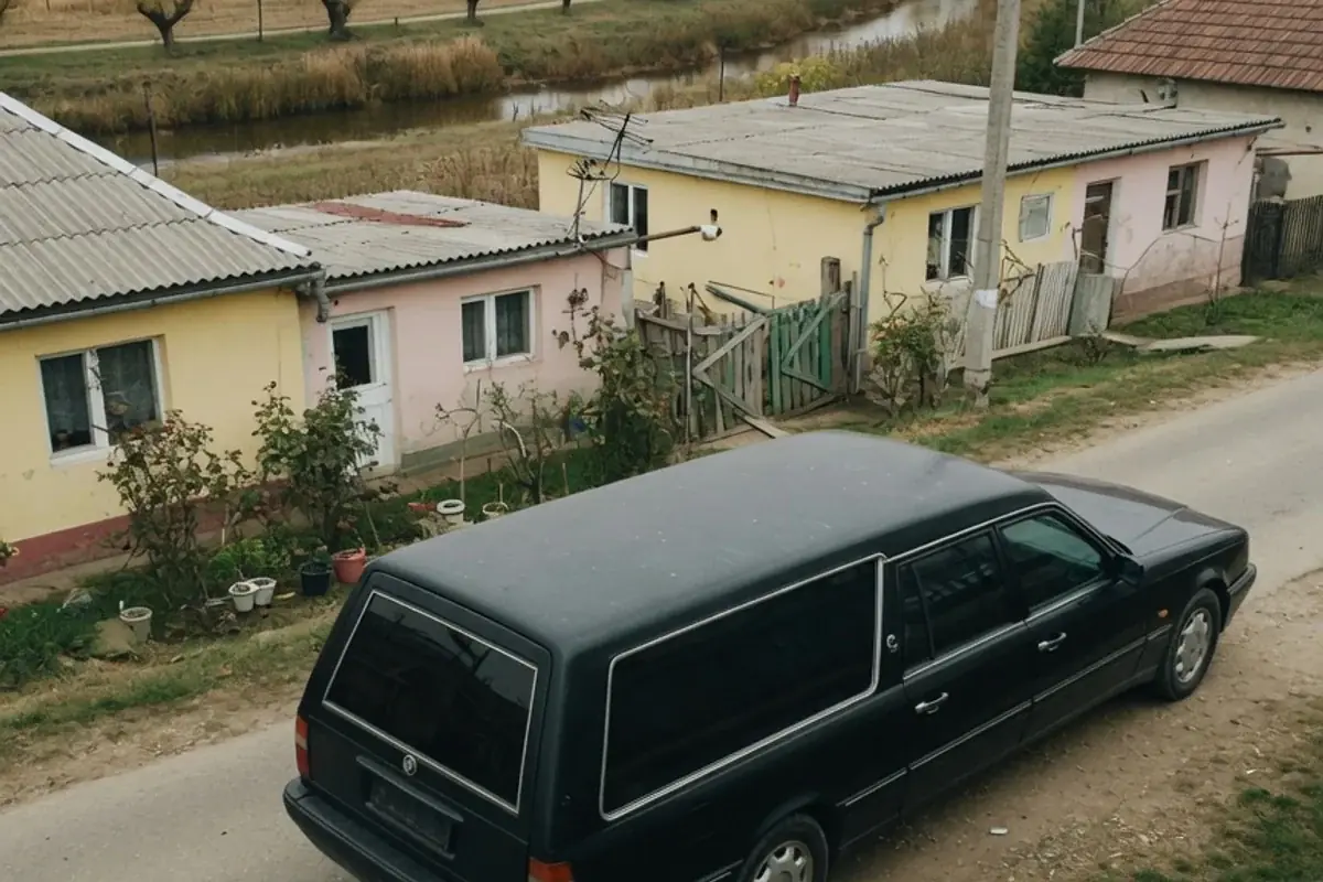 Dric funerar oprit pe o stradă de localitate din Ilfov