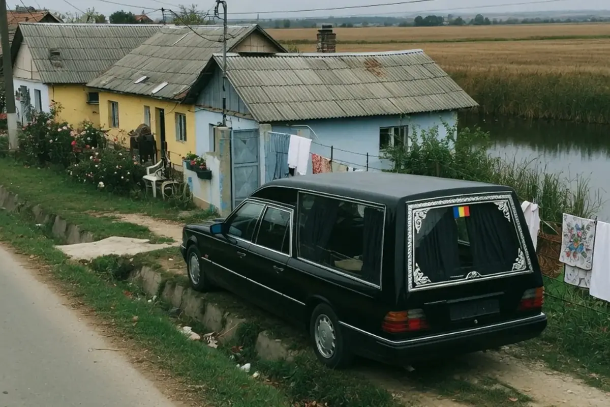 Dric funerar oprit pe o stradă de localitate din Ilfov