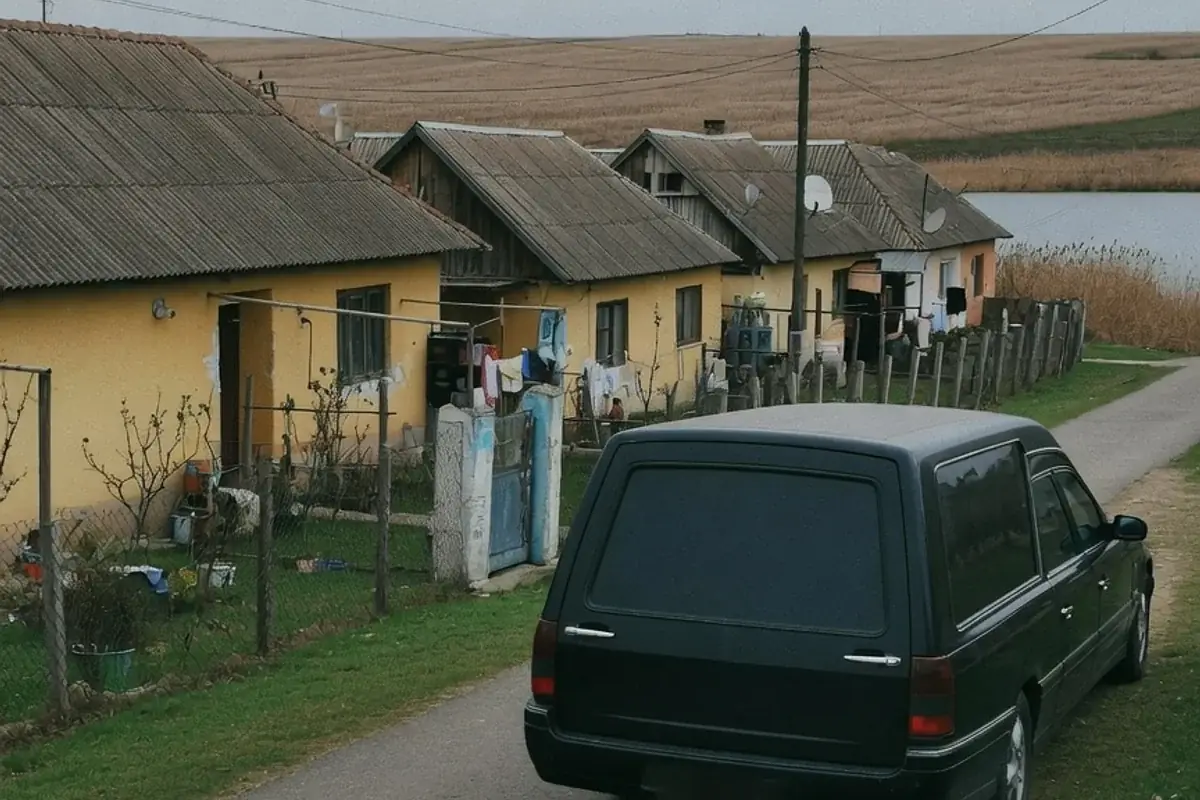 Dric funerar oprit pe o stradă de localitate din Ilfov