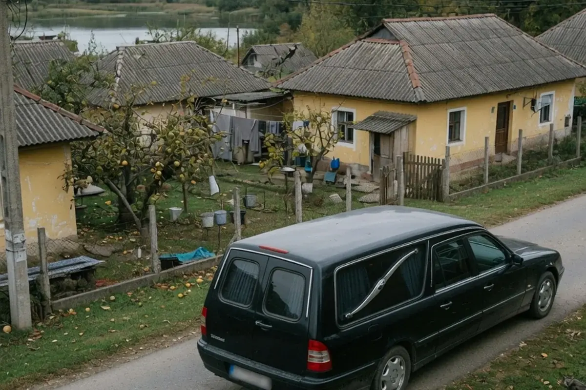 Dric funerar oprit pe o stradă de localitate din Ilfov