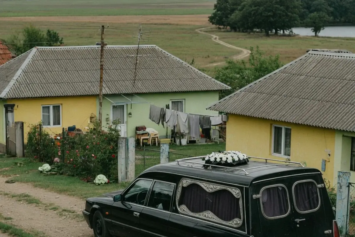 Dric funerar oprit pe o stradă de localitate din Ilfov