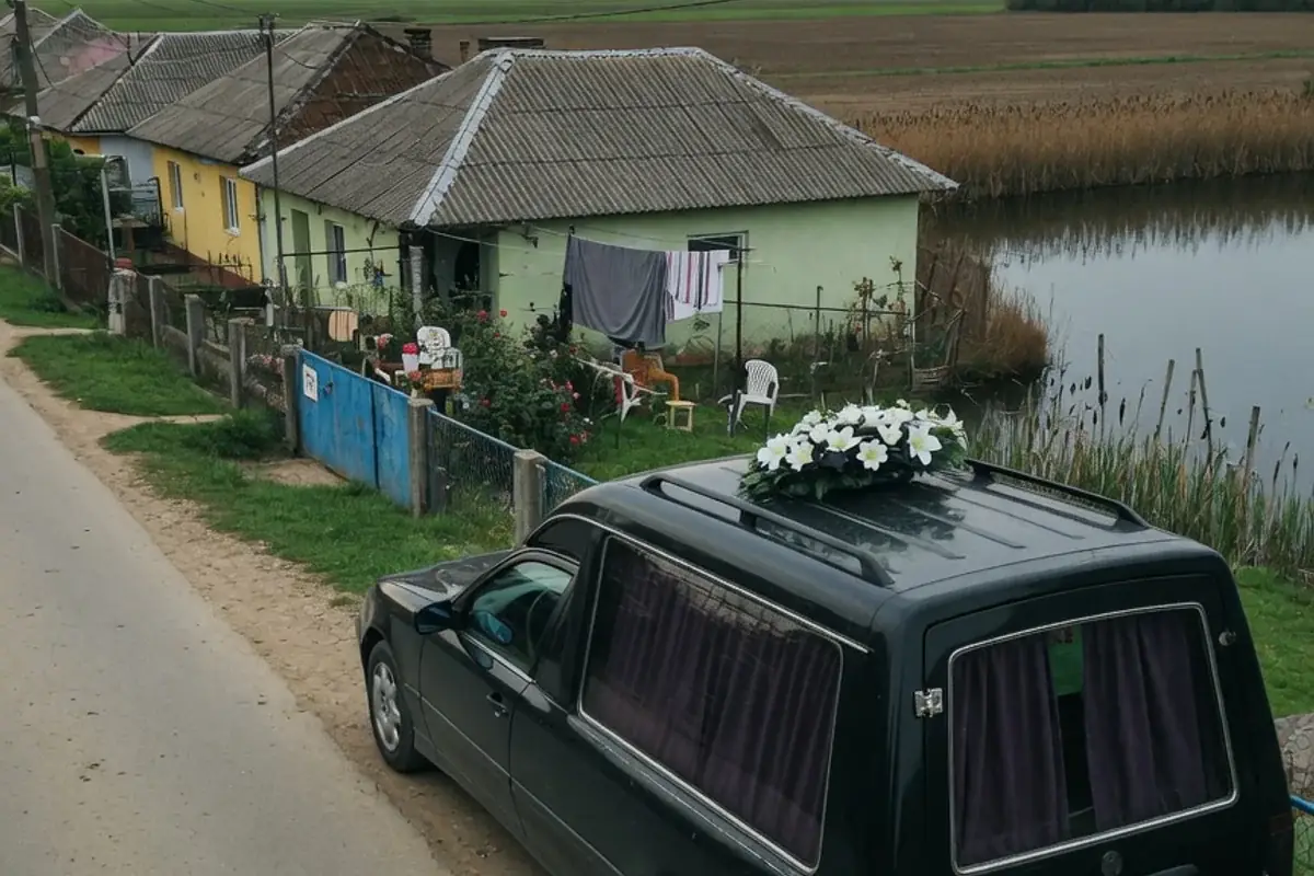 Dric funerar oprit pe o stradă de localitate din Ilfov