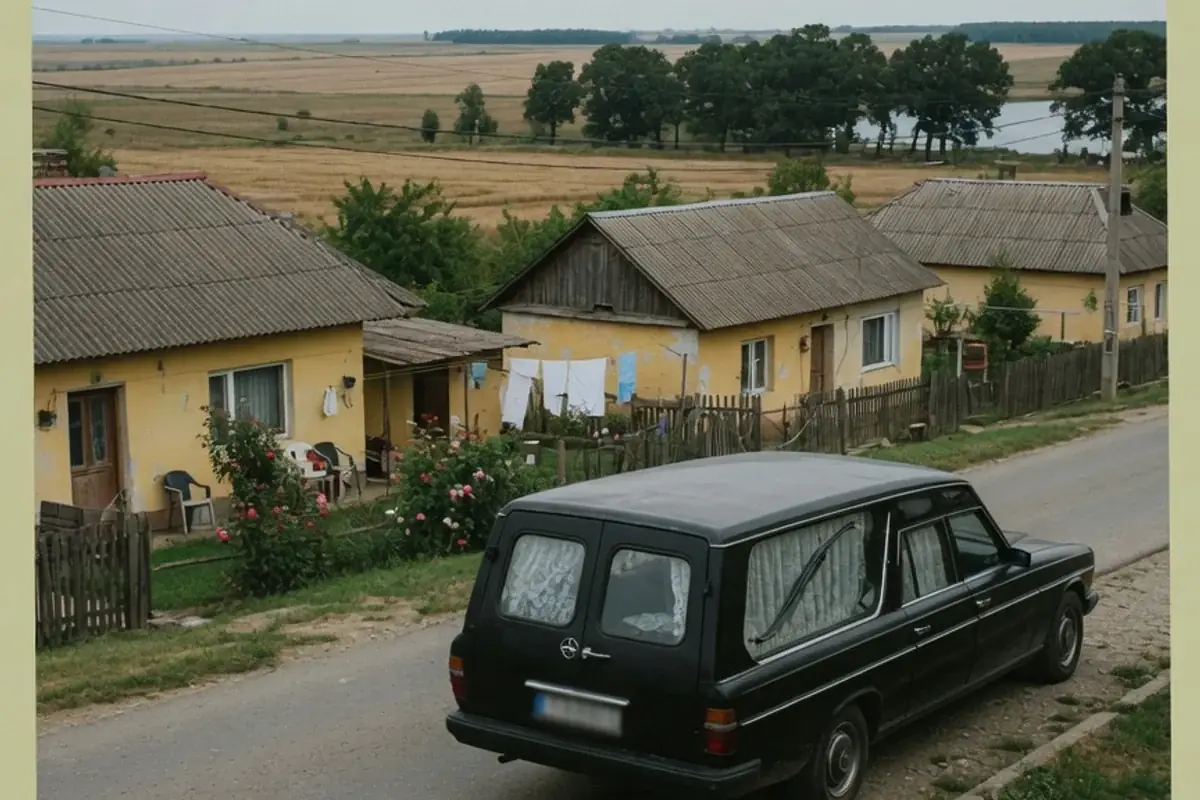 Dric funerar oprit pe o stradă de localitate din Ilfov