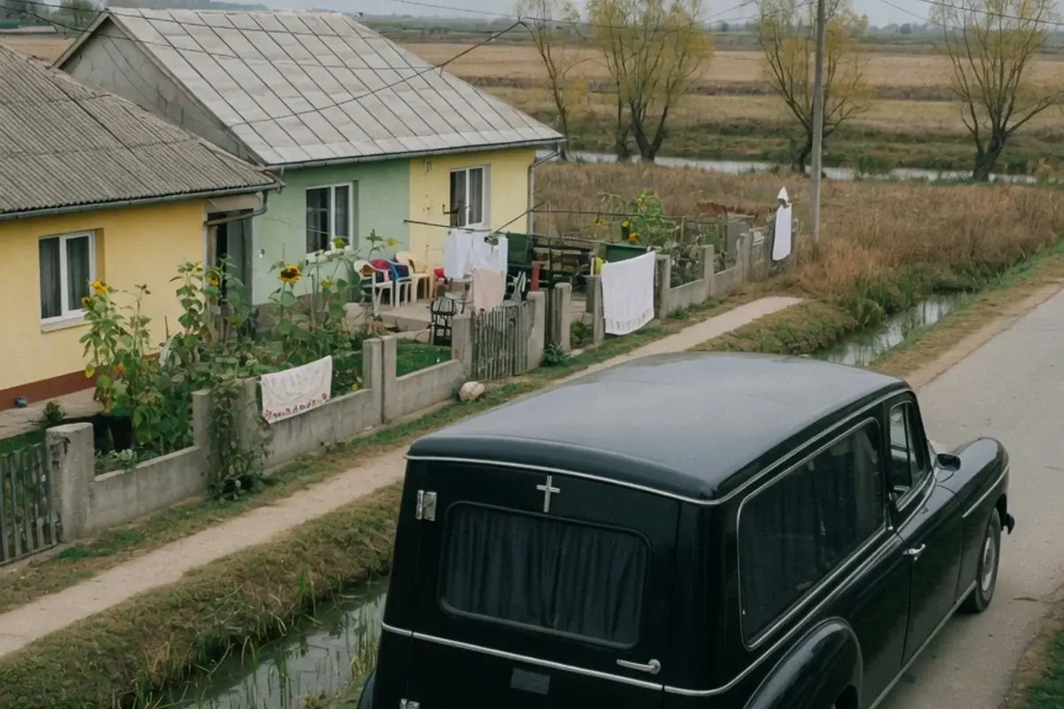 Dric funerar oprit pe o stradă de localitate din Ilfov