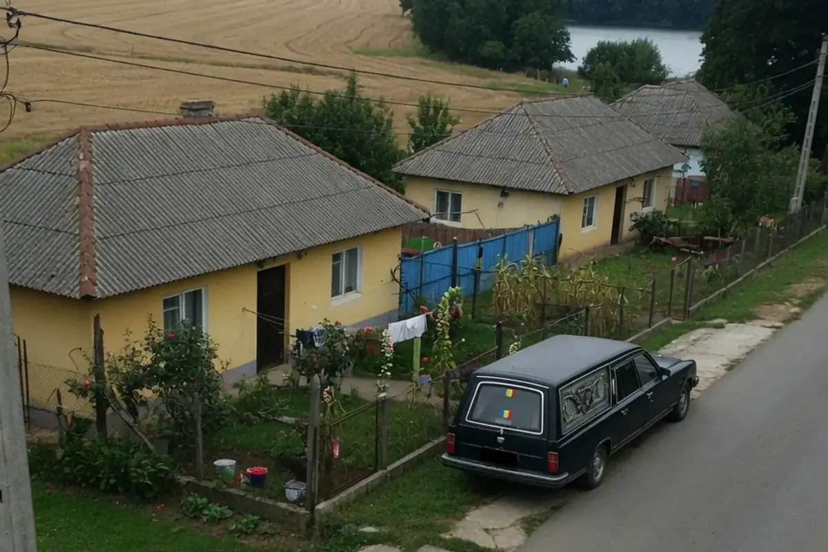 Dric funerar oprit pe o stradă de localitate din Ilfov
