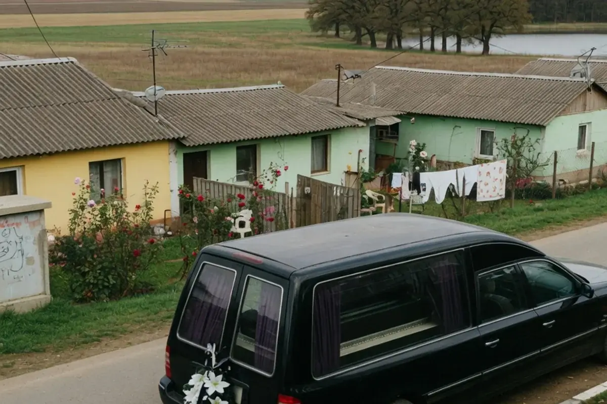 Dric funerar oprit pe o stradă de localitate din Ilfov