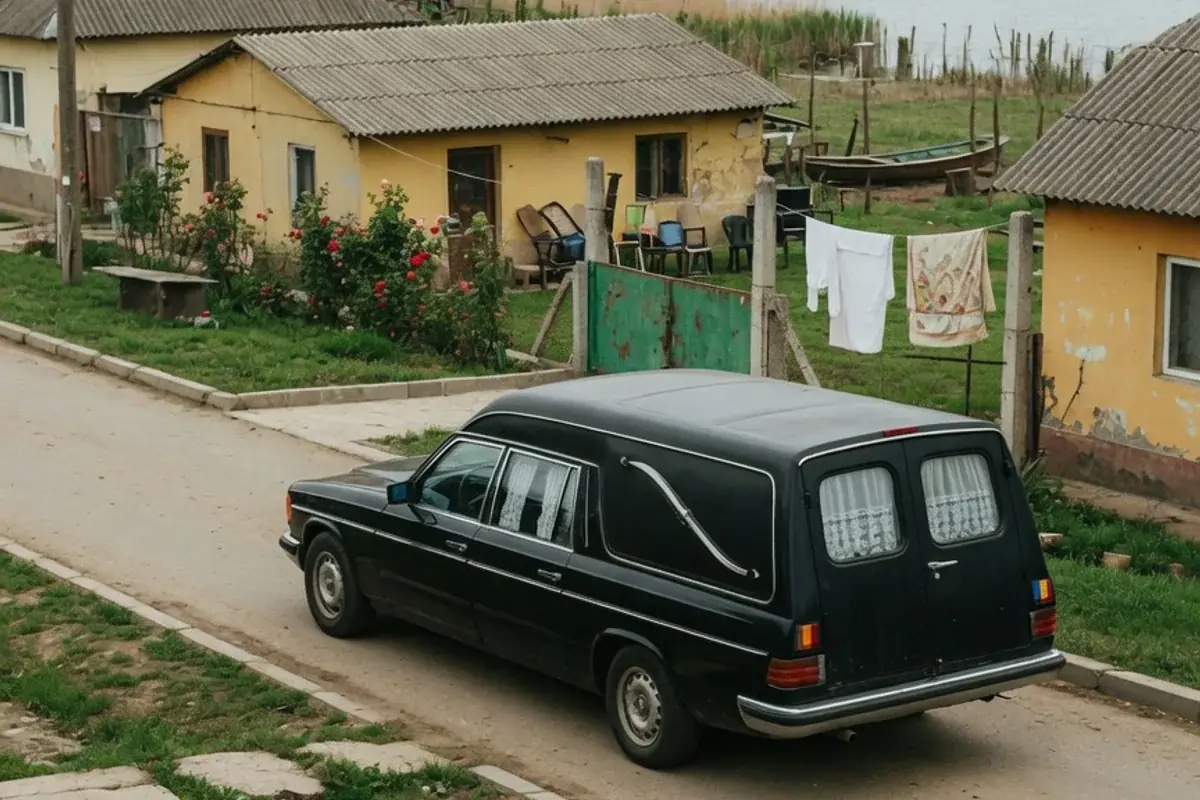 Dric funerar oprit pe o stradă de localitate din Ilfov