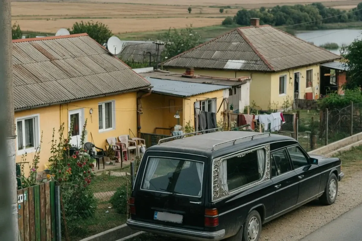 Dric funerar oprit pe o stradă de localitate din Ilfov