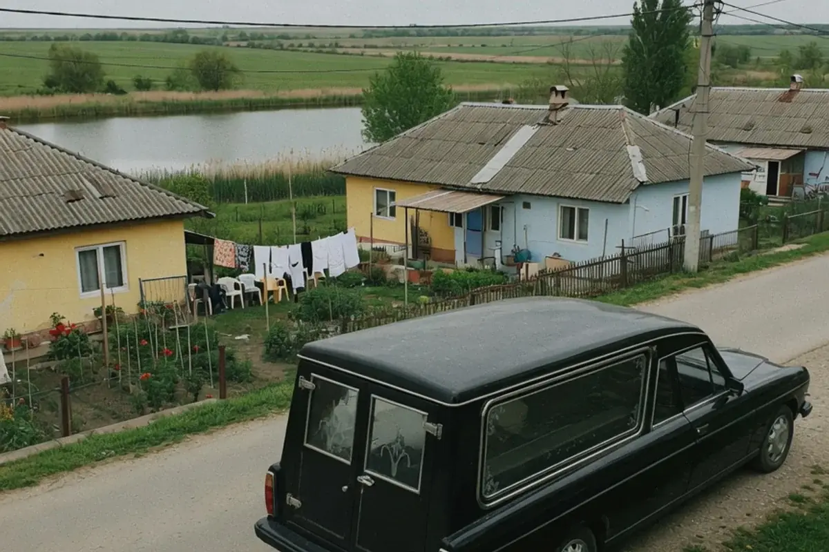 Dric funerar oprit pe o stradă de localitate din Ilfov