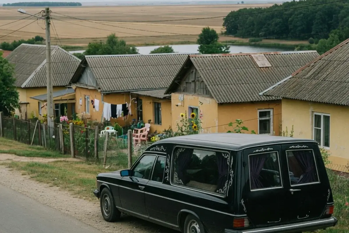 Dric funerar oprit pe o stradă de localitate din Ilfov