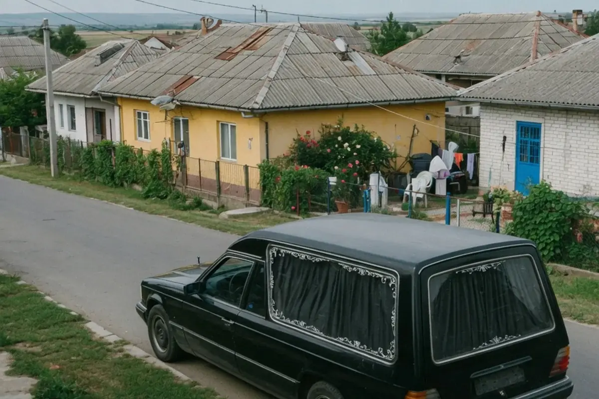Dric funerar oprit pe o stradă de localitate din Ilfov