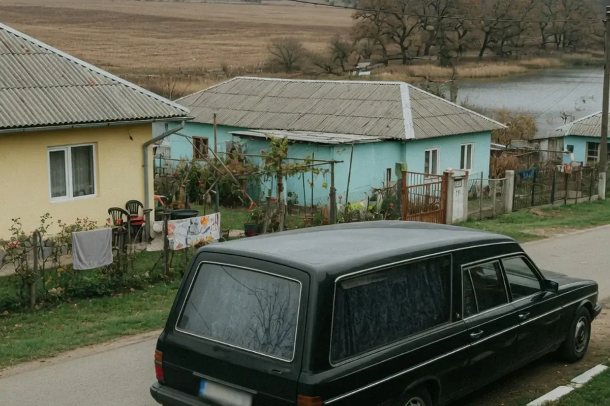 Dric funerar oprit pe o stradă de localitate din Ilfov