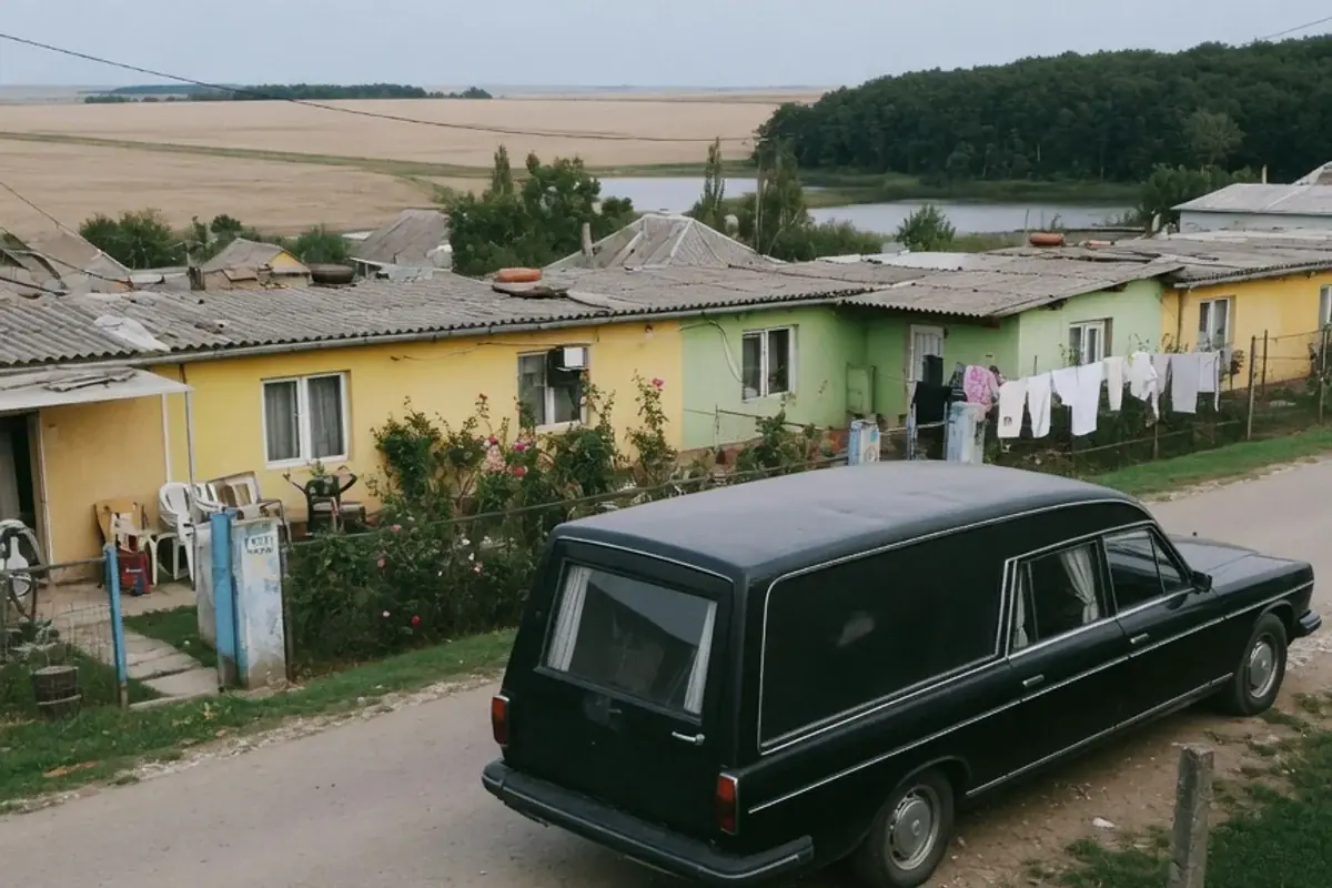Dric funerar oprit pe o stradă de localitate din Ilfov