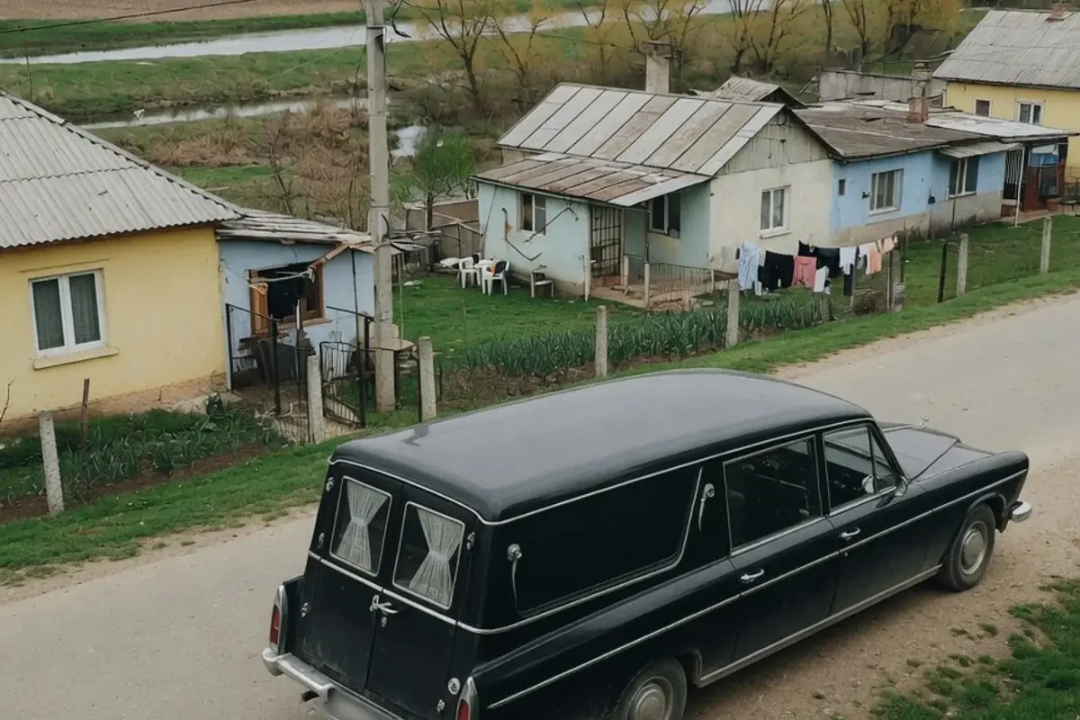 Dric funerar oprit pe o stradă de localitate din Ilfov