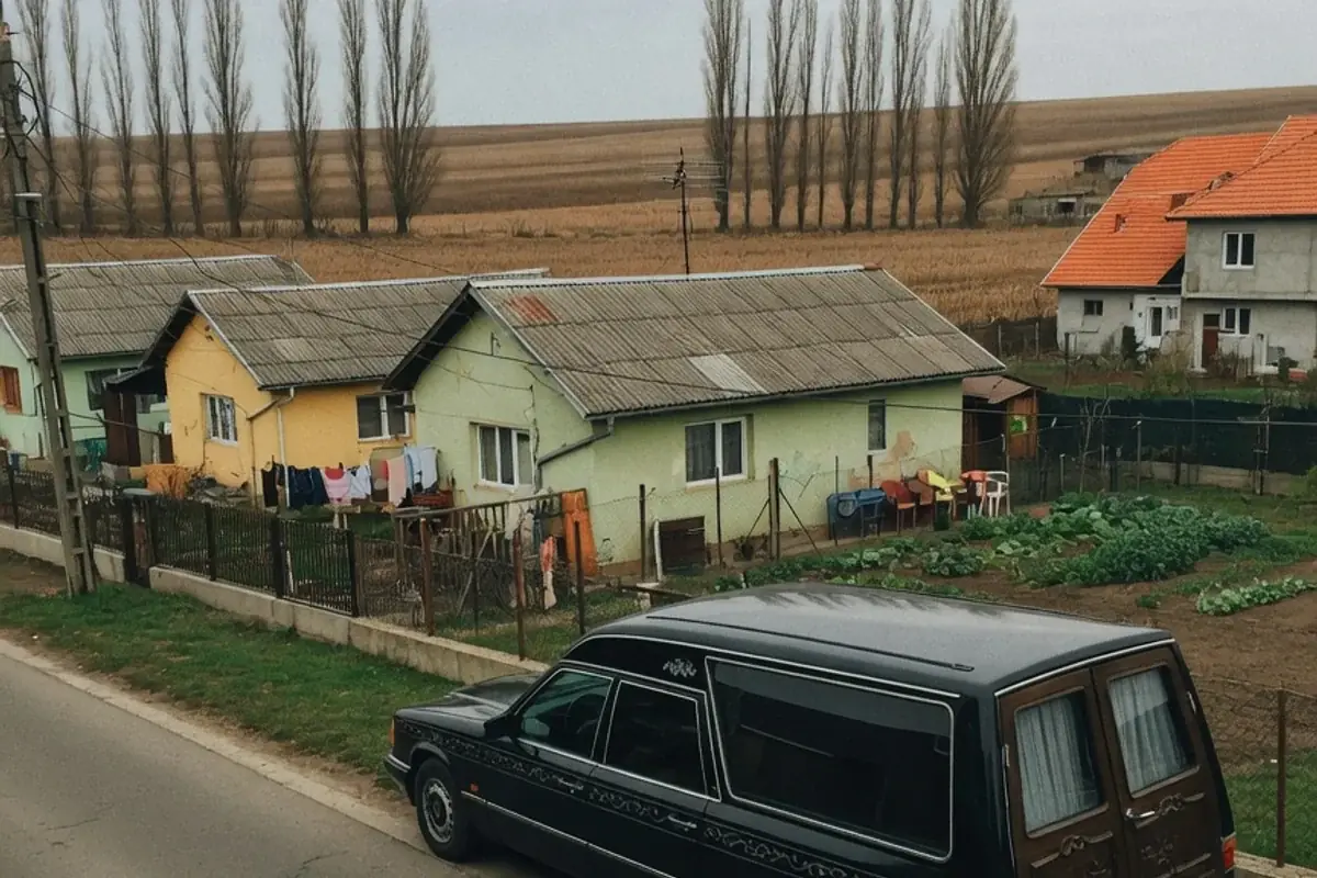 Dric funerar oprit pe o stradă de localitate din Ilfov