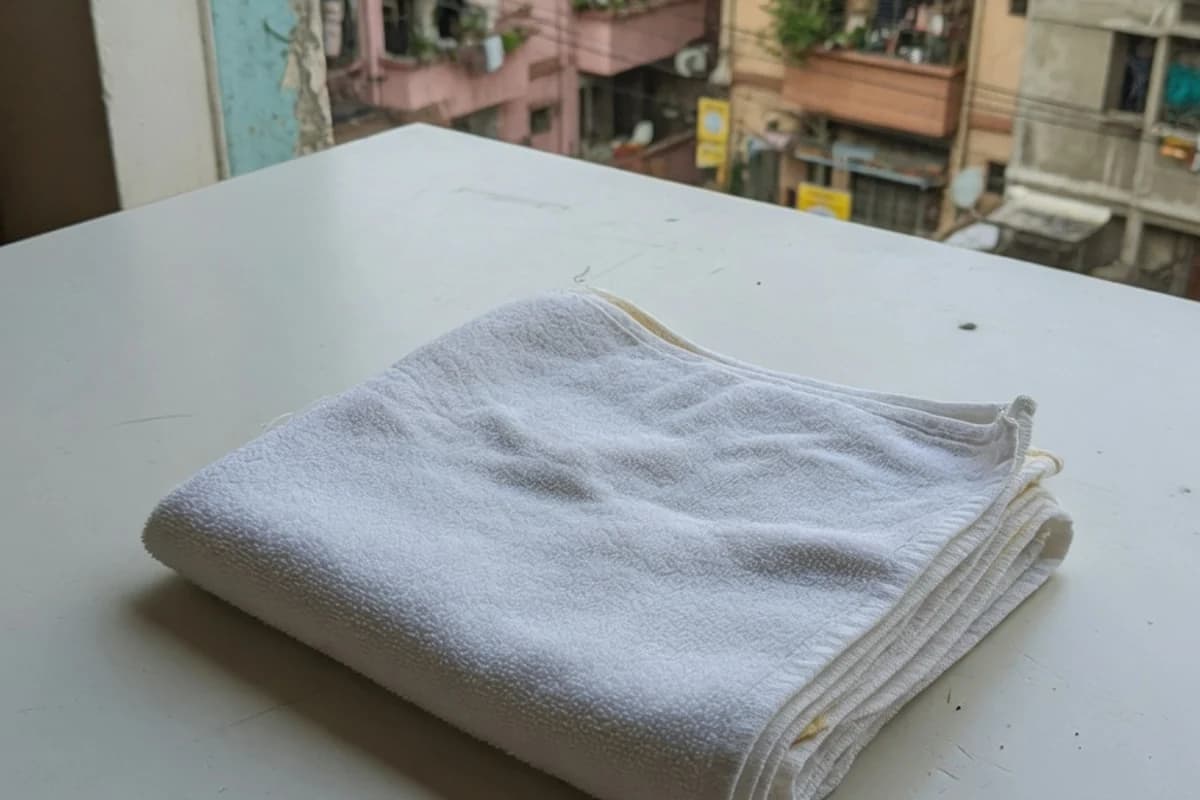 Prosop alb împăturit pe o suprafață curată, Sectorul 2, București