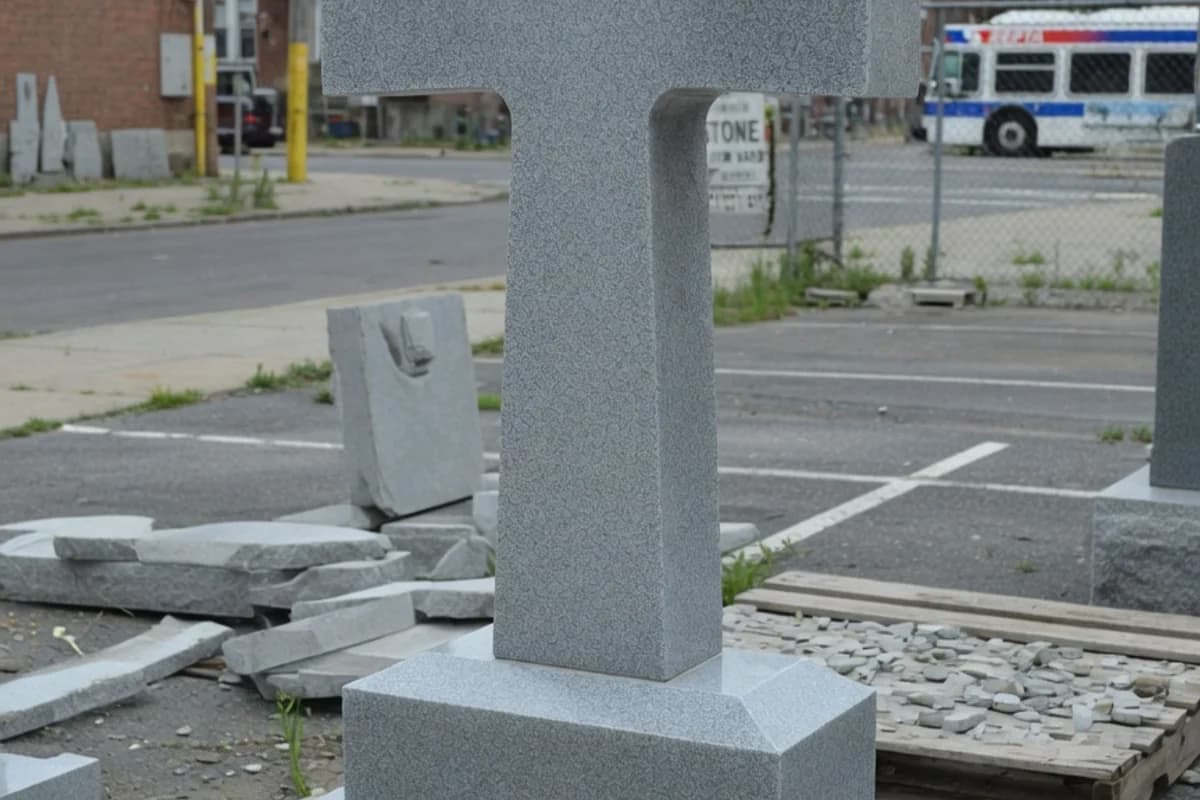 Cruce simplă de granit gri cu postament, fără inscripție, Sectorul 3, București