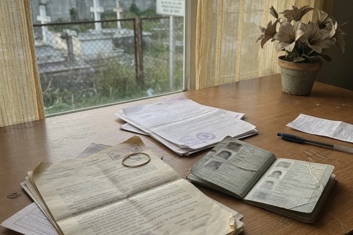 Acte de pensie și un act de identitate pe o masă de lemn, Sectorul 4, București