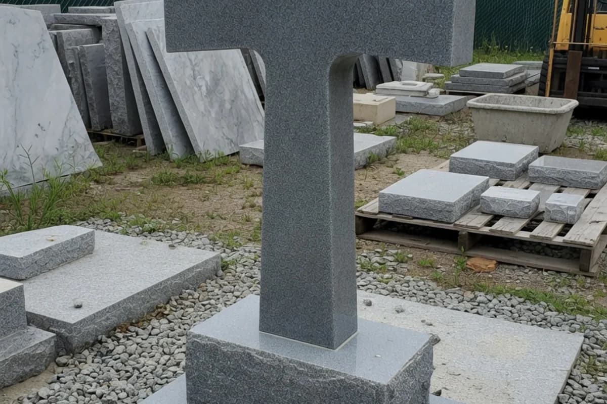 Cruce simplă de granit gri cu postament, fără inscripție, Sectorul 4, București