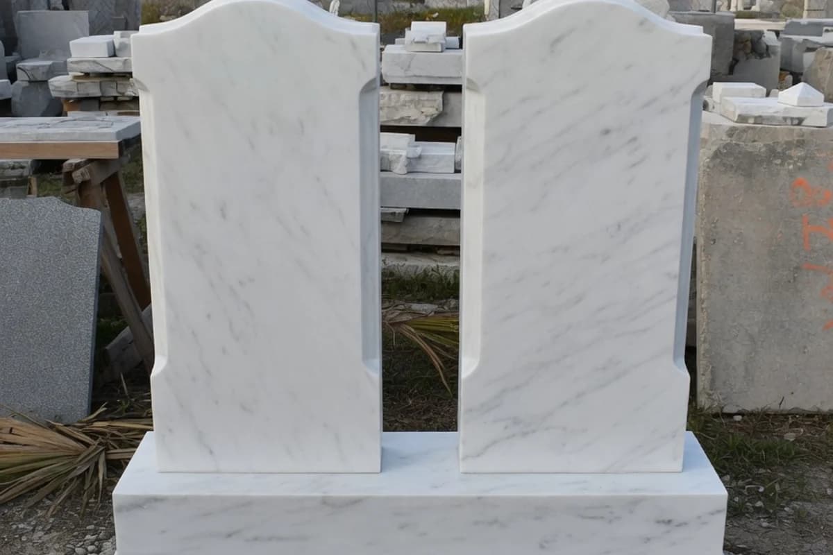 Monument dublu din marmură albă, fără inscripție, Sectorul 4, București