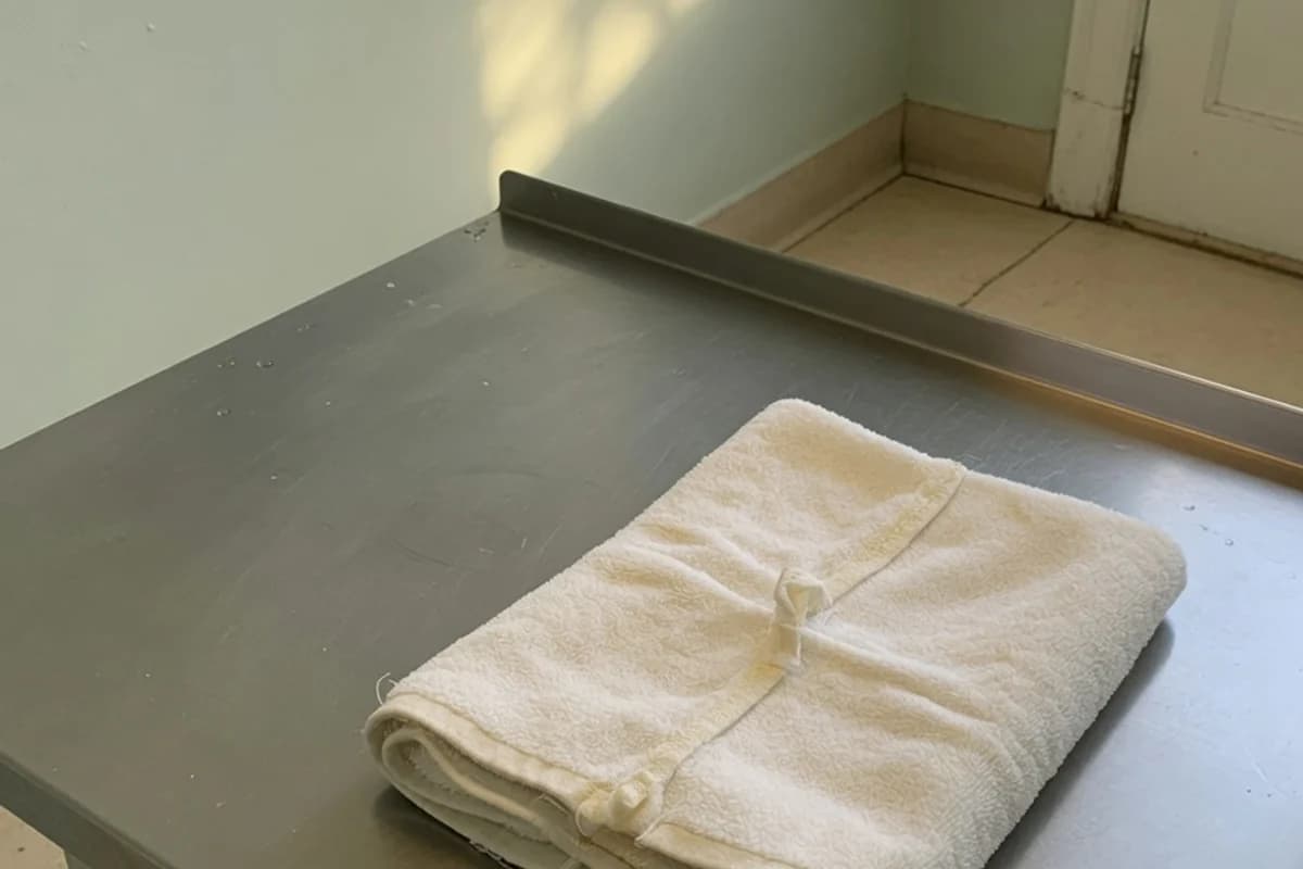Cabina de pregătire: prosop alb și suprafață inox curată, Sectorul 5, București