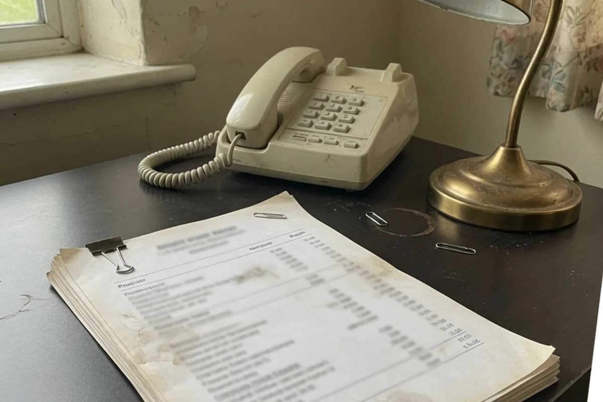 Listă de prețuri tipărită pe birou, lângă un telefon, Sectorul 5, București