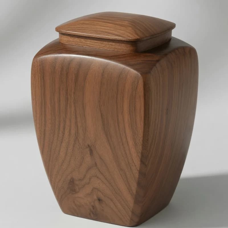 Classic polished walnut cremation urn