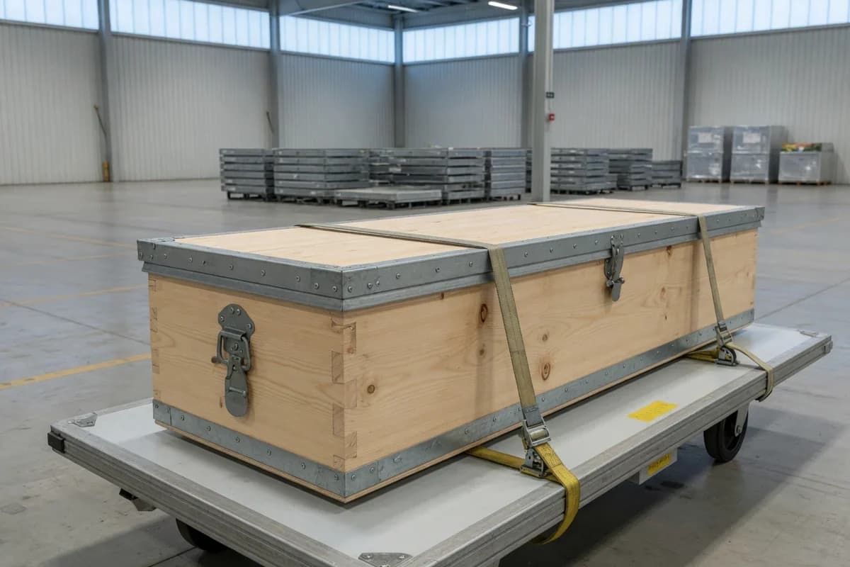 Sicriu de transport sigilat, pregătit pentru cursa aeriană