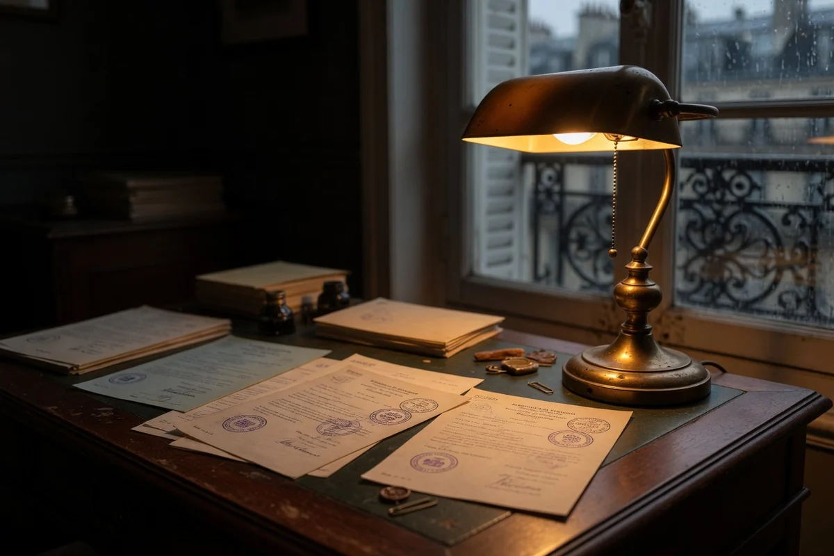 Stamped transport authorizations on a classic desk — the paperwork in France