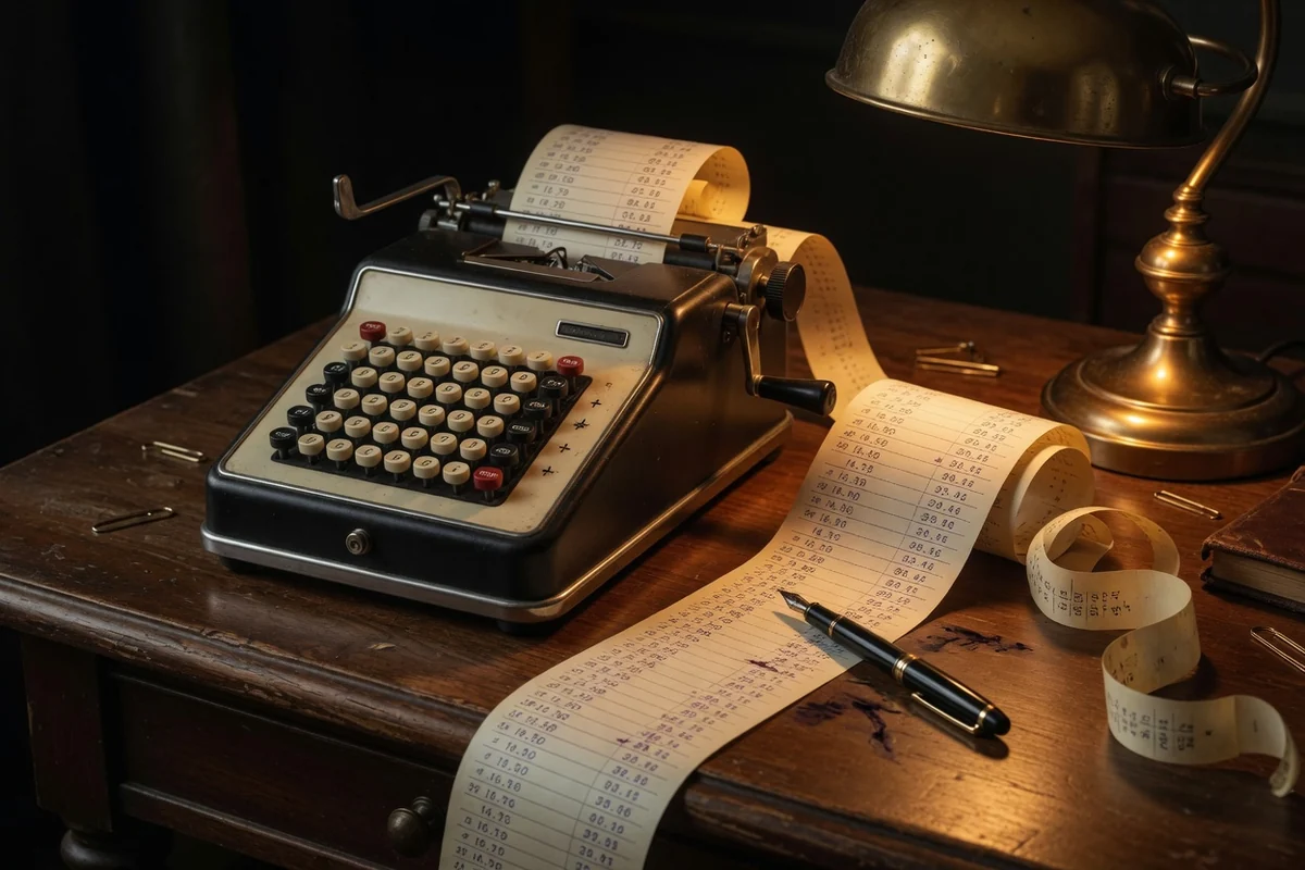 Classic adding machine with an unrolled paper roll — breaking down funeral costs