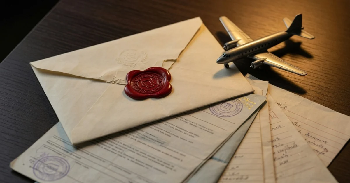 Sealed consular envelope and official documents on a desk