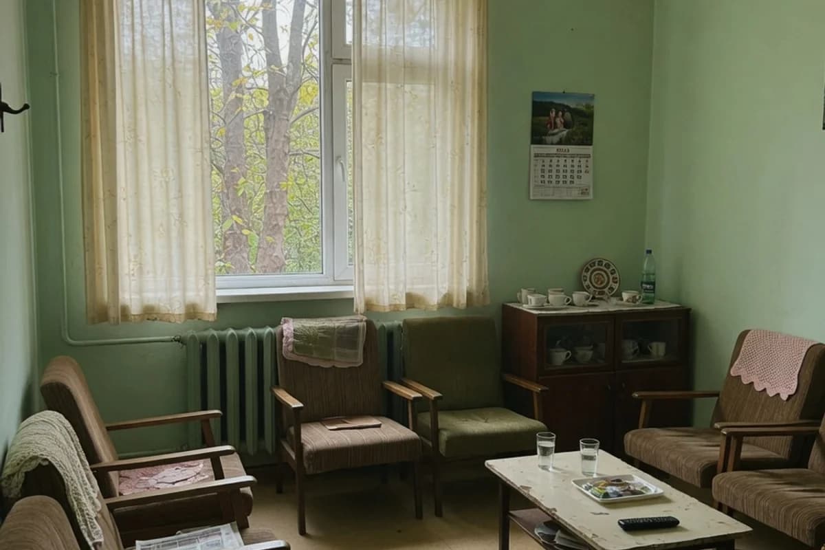 Salon de cămin cu fotolii și lumină blândă de după-amiază, Sectorul 1, București