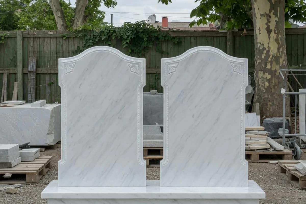Monument dublu din marmură albă, fără inscripție, Sectorul 1, București