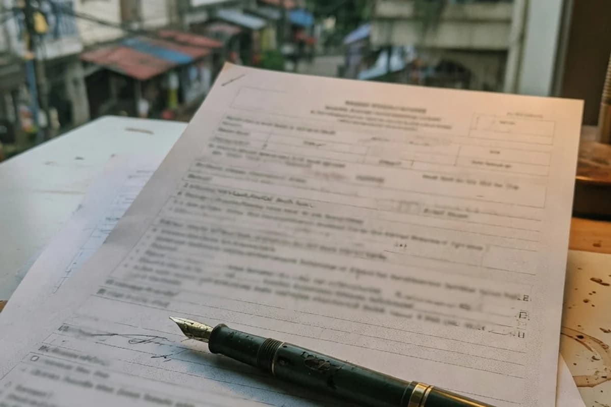 Stilou pe linia de semnătură a unui formular oficial, Sectorul 2, București