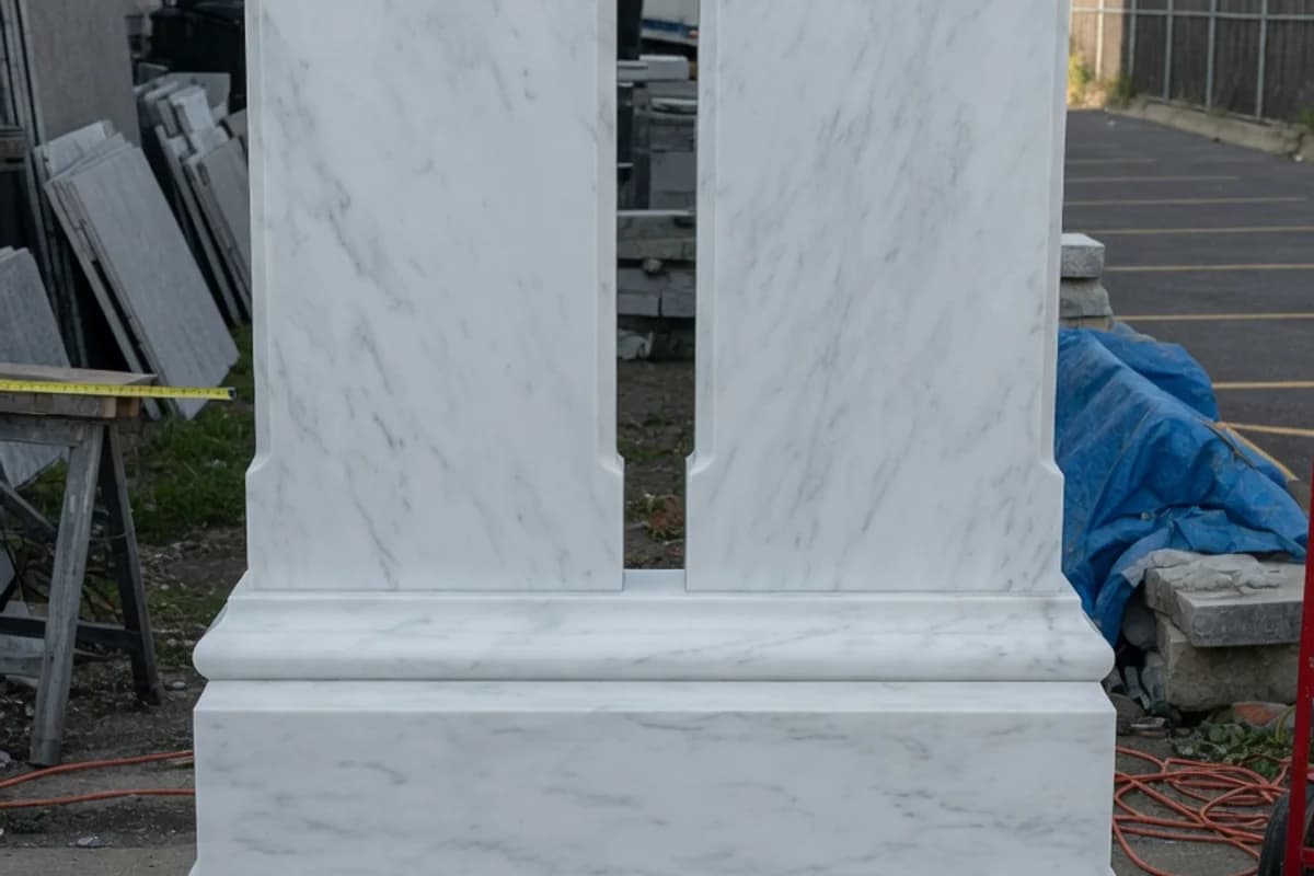Monument dublu din marmură albă, fără inscripție, Sectorul 2, București