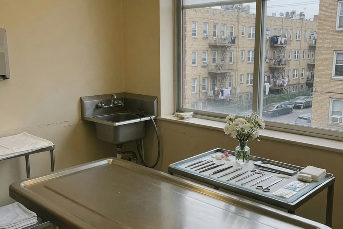 Sală de pregătire curată, cu masă de inox și instrumente ordonate, Sectorul 2, București