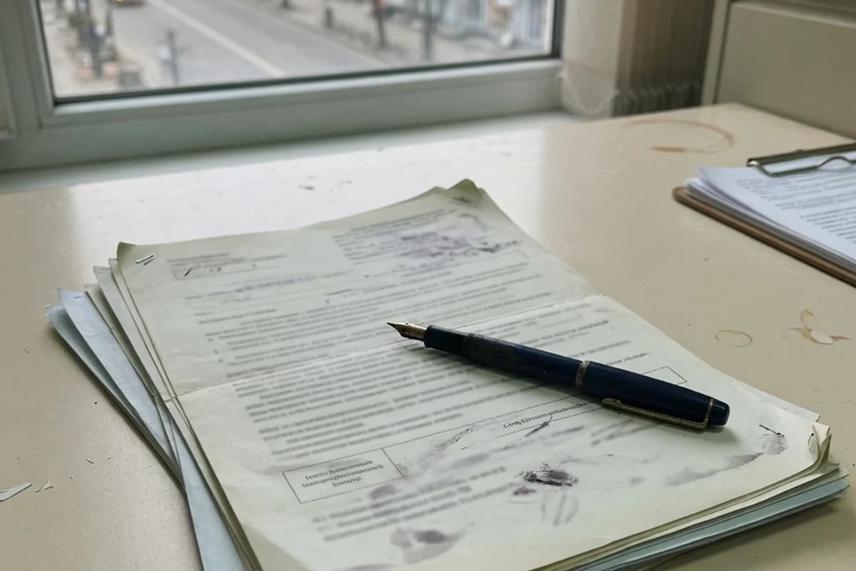 Documente împăturite și un stilou pe un birou de clinică, Sectorul 3, București