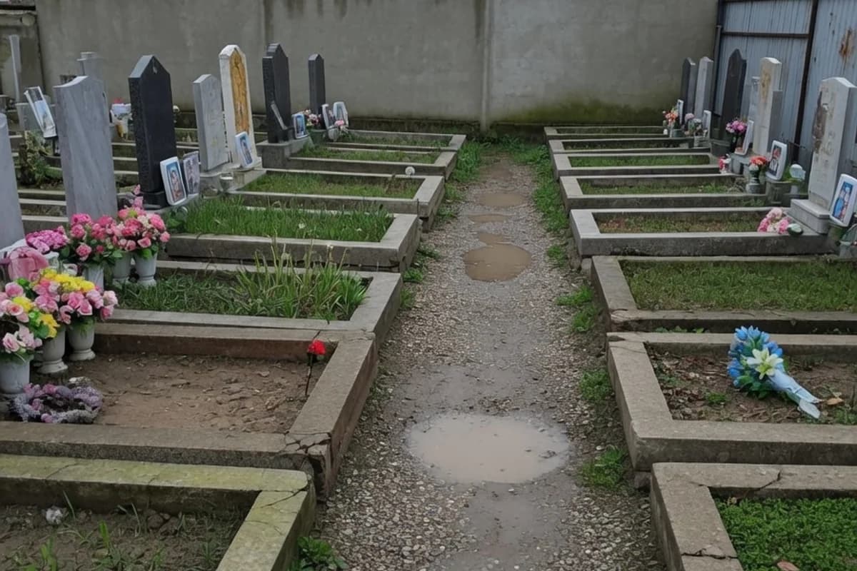 Alee liniștită de cimitir cu copaci bătrâni, dimineața, Sectorul 3, București